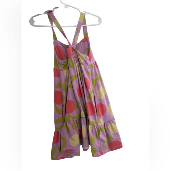 Hanna Andersson Cotton Tiered Cross Back Lemon Orange Lilac Spring Dress 4 - Picture 6 of 7